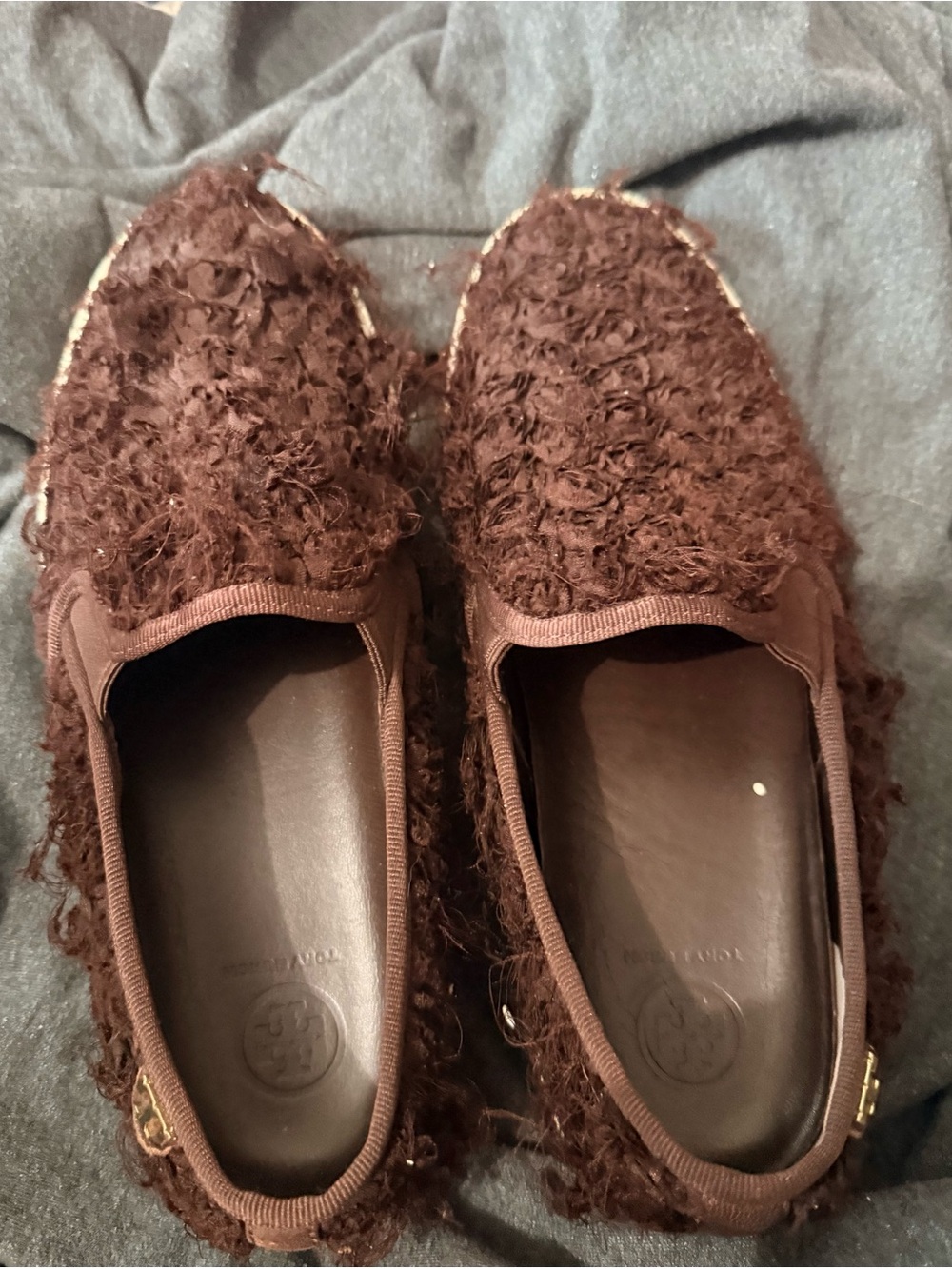 Tory Burch Women's Chocolate Brown Textured Slip-On Loafers